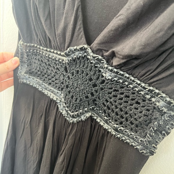 Sky Elegant Black Mini Dress with Lace Accent - Picture 3 of 5